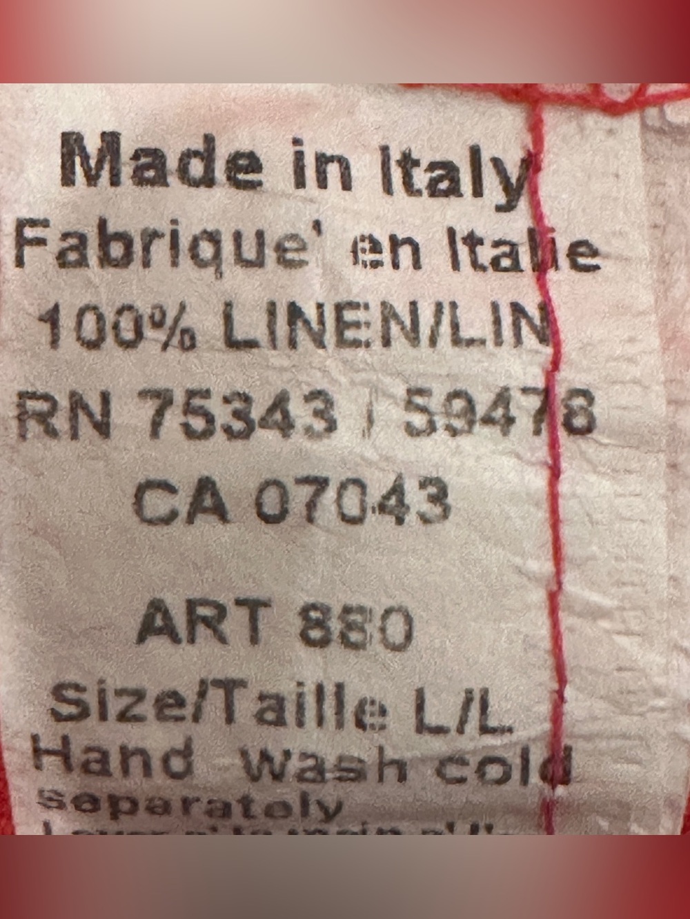 Terzo Millennio Made in Italy 100% Linen Tunic Top Size L Coral red - Picture 5 of 5
